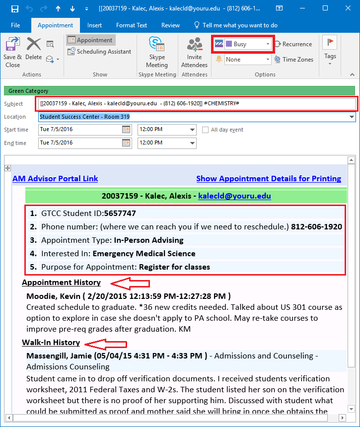 advisor appointment after booking